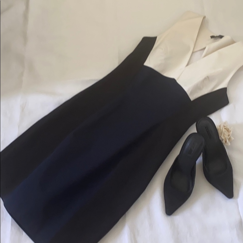 Banana Republic Navy and Cream Midi Dress